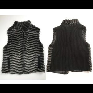 Chico’s black faux fur vest NWOT